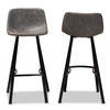 Baxton Studio Tani Grey and Brown Upholstered Black Finished 2-PC Bar Stool Set 160-10509